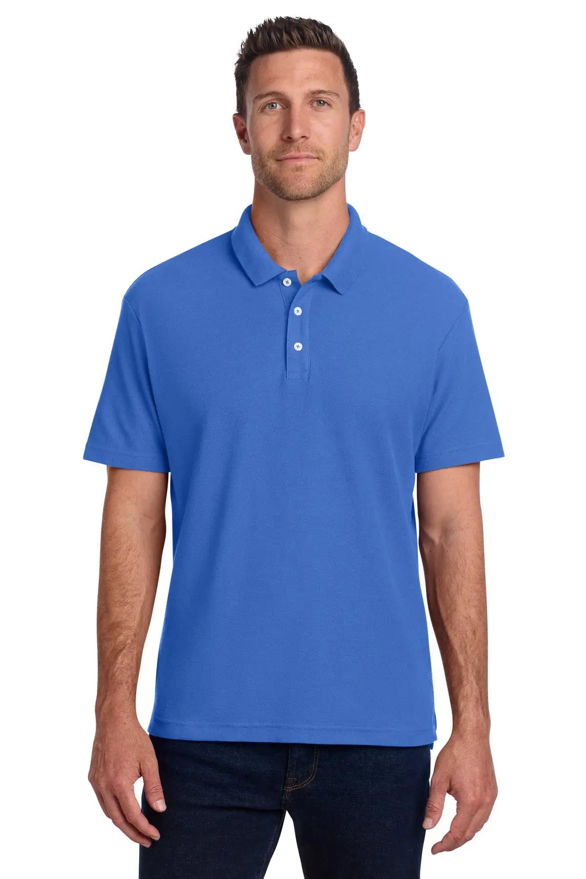 Port Authority K867 C-free Cotton Blend Pique Polo - True Blue - Adult Xs