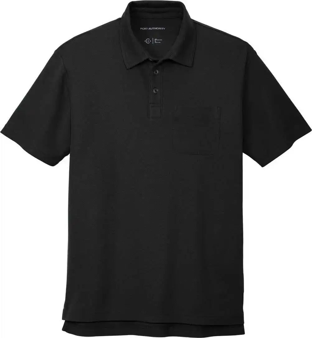 Port Authority K868 C-free Cotton Blend Pique Pocket Polo - Black