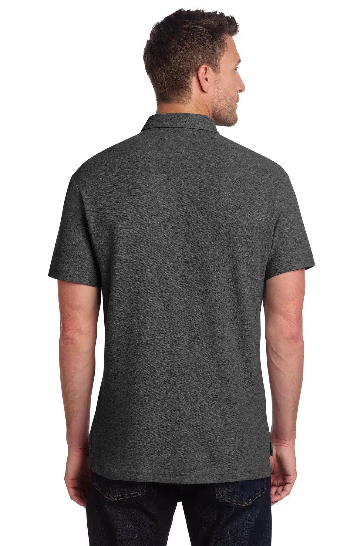 Port Authority K868 C-free Cotton Blend Pique Pocket Polo - Charcoal Heather