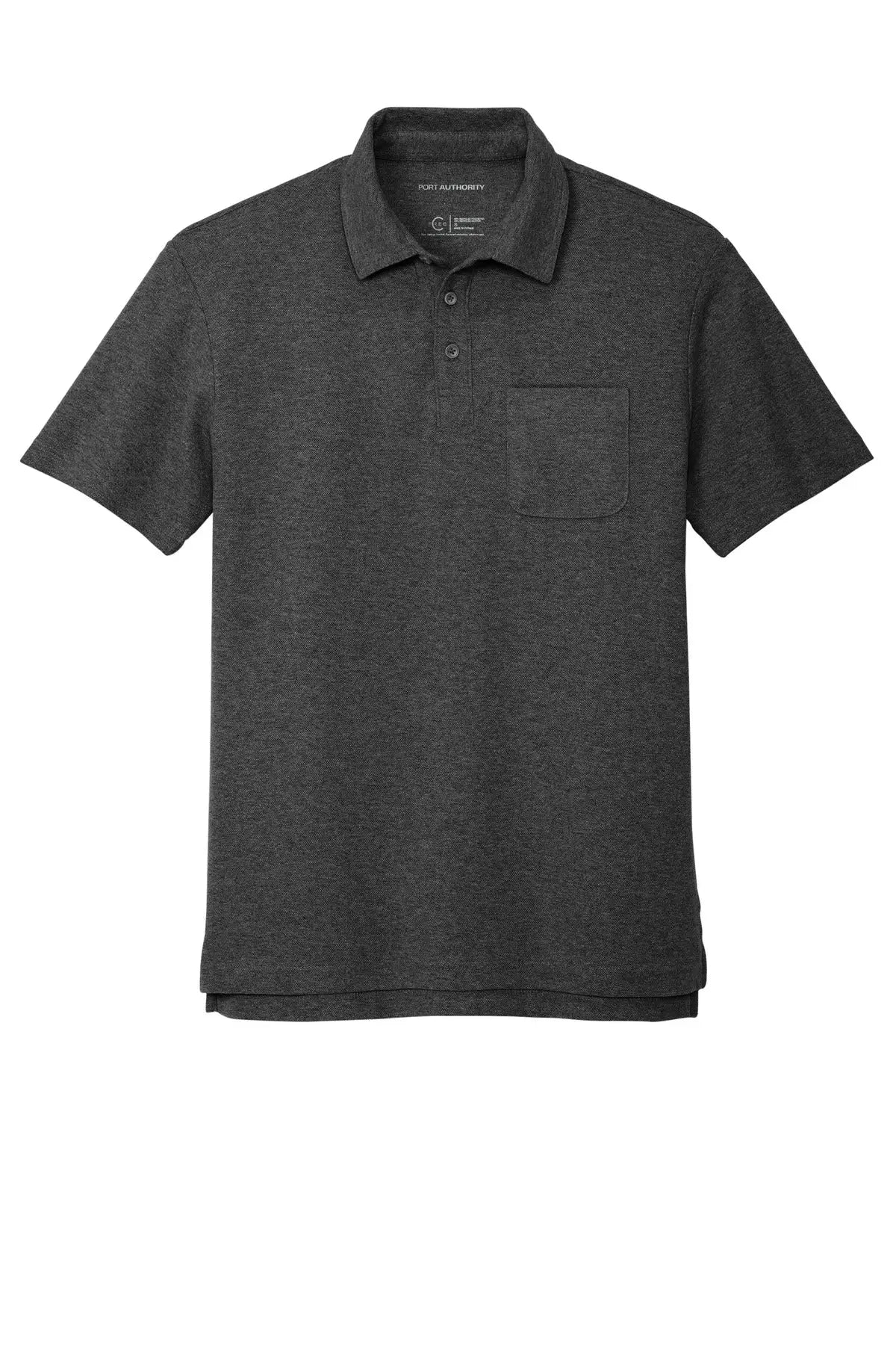 Port Authority K868 C-free Cotton Blend Pique Pocket Polo - Charcoal Heather