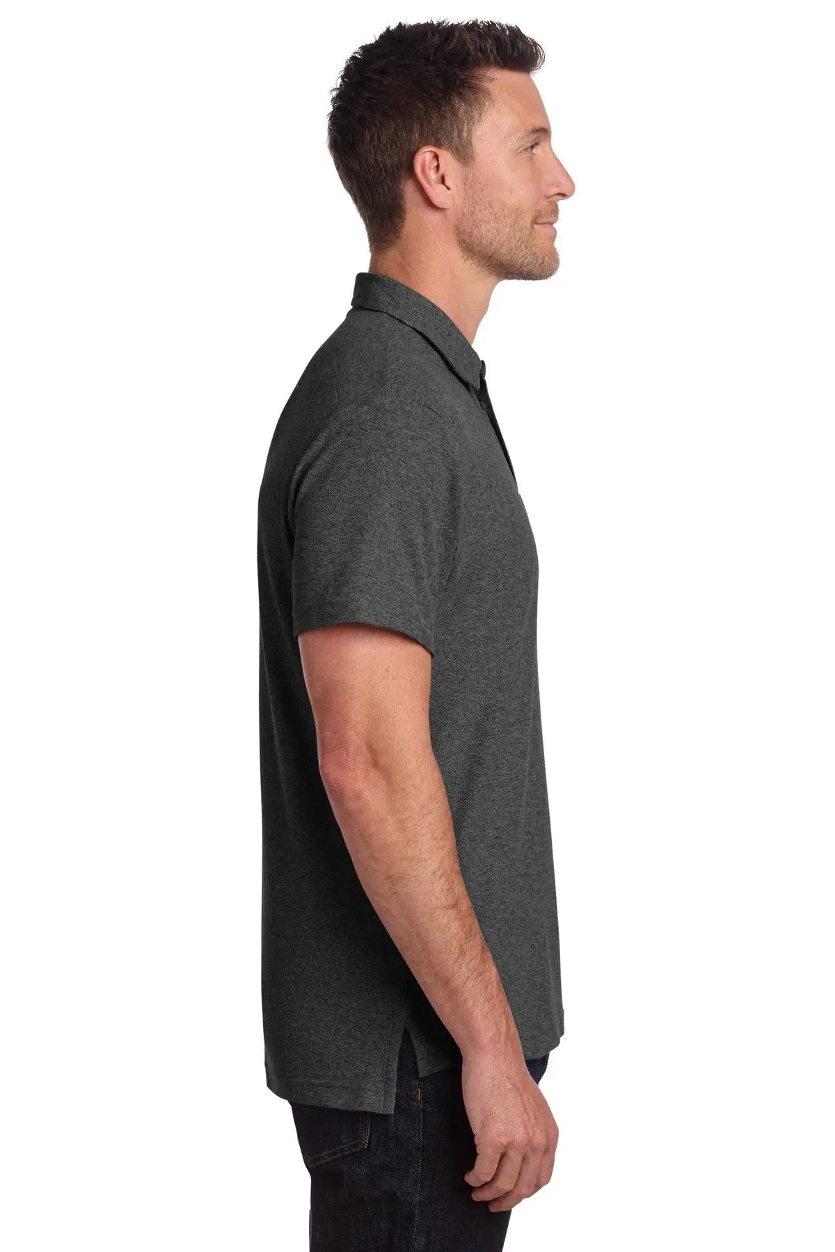 Port Authority K868 C-free Cotton Blend Pique Pocket Polo - Charcoal Heather