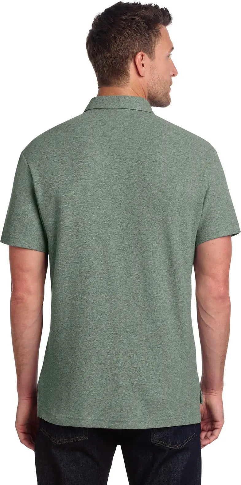 Port Authority K868 C-free Cotton Blend Pique Pocket Polo - Dark Green Heather
