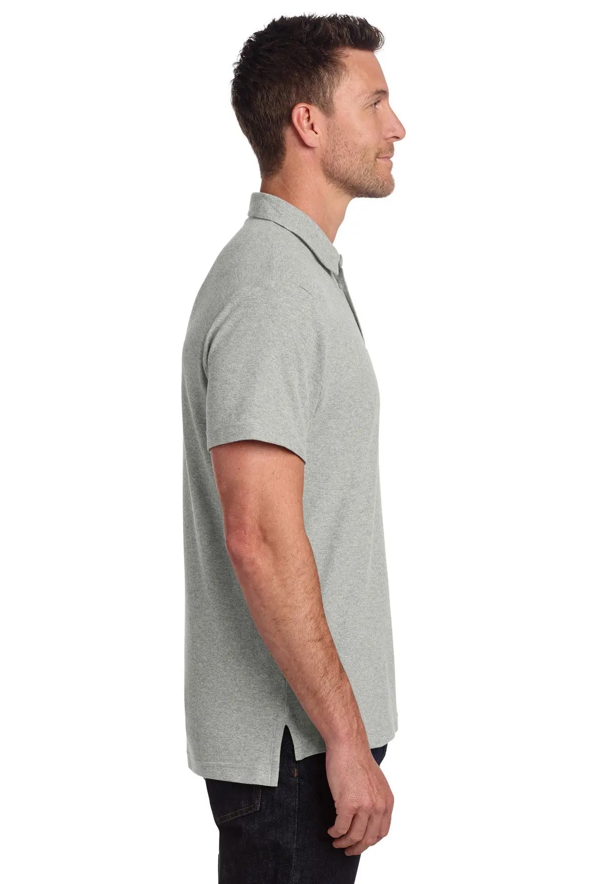 Port Authority K868 C-free Cotton Blend Pique Pocket Polo - Deep Smoke Heather