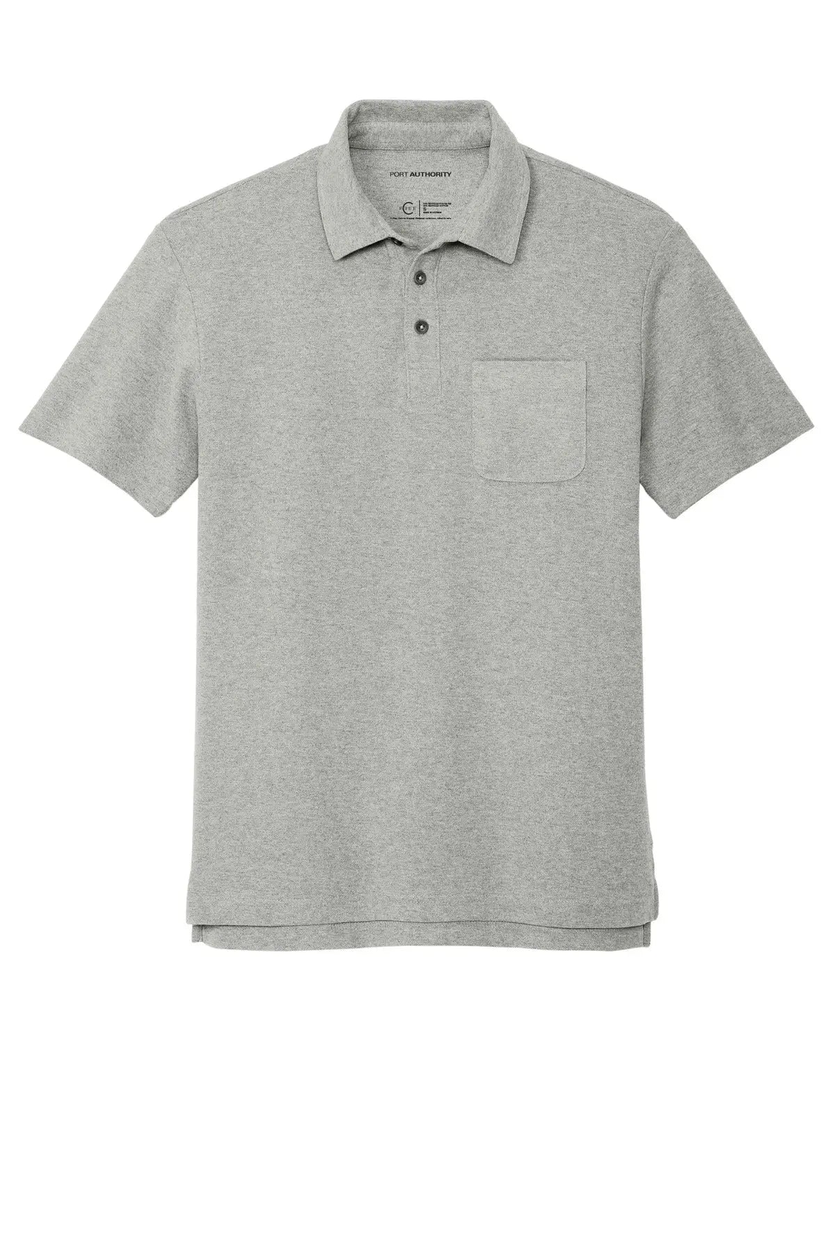 Port Authority K868 C-free Cotton Blend Pique Pocket Polo - Deep Smoke Heather