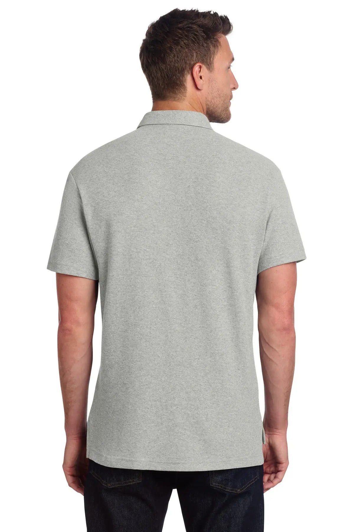Port Authority K868 C-free Cotton Blend Pique Pocket Polo - Deep Smoke Heather