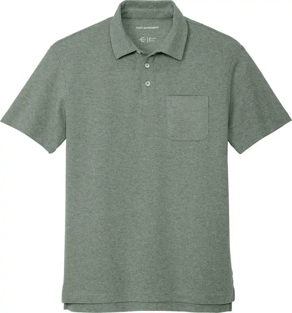Port Authority K868 c Free Cotton Blend Pique Pocket Polo Dkgreenht