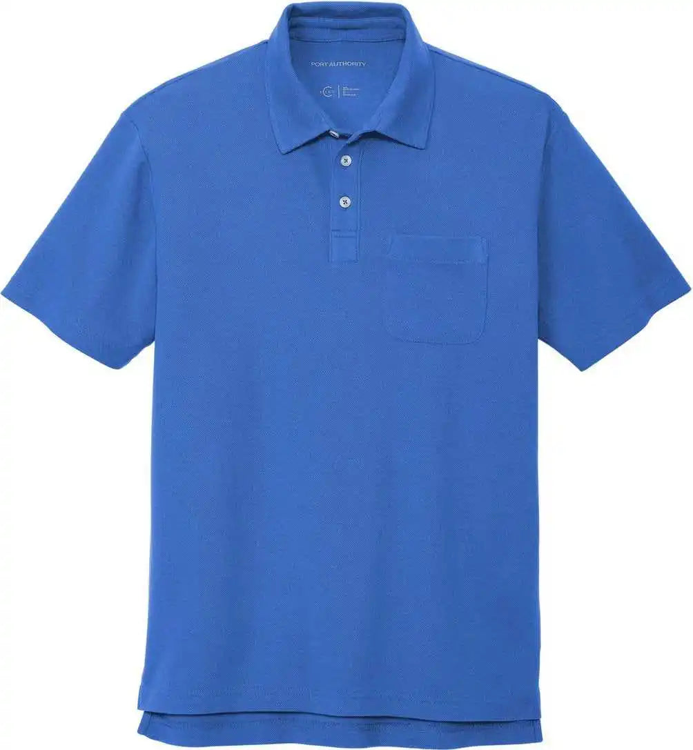 Port Authority K868 c Free Cotton Blend Pique Pocket Polo True Blue