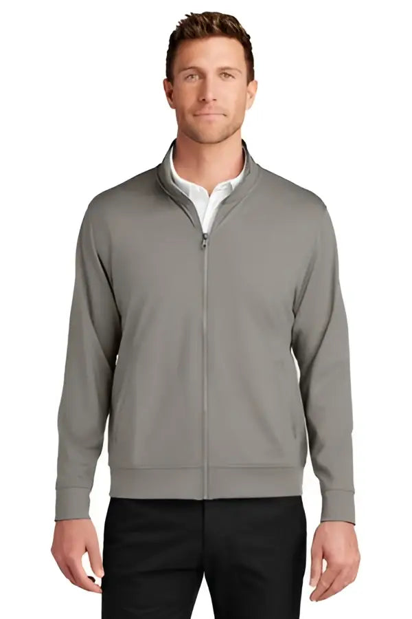 Port Authority K881 C-free Double Knit Full-zip - Gray Steel Heather - Adult Xs