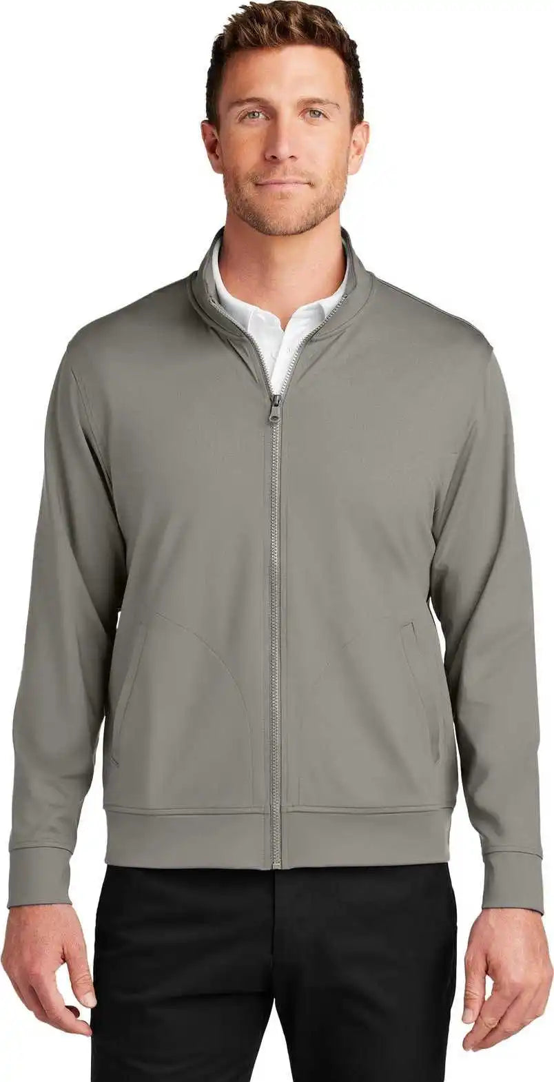 Port Authority K881 c Free Double Knit Full Zip Smoke Grey