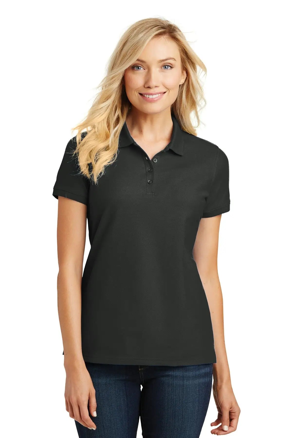 Port Authority L100 Women’s Core Classic Pique Polo - Deep Black - Ladies Xs