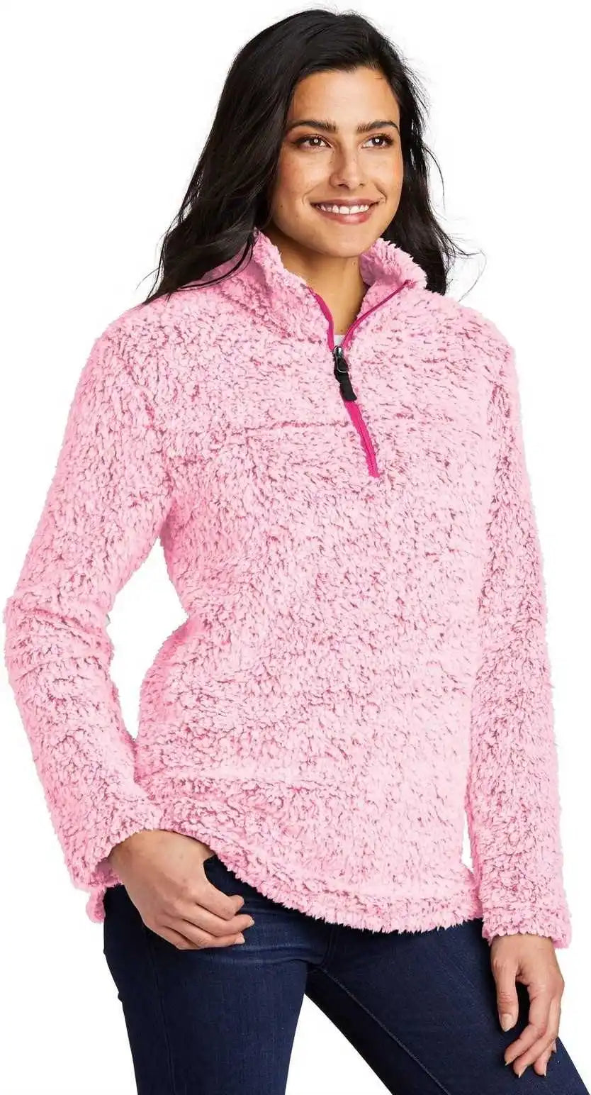 Port Authority L130 Ladies Cozy 1/4-zip Fleece - Pop Raspberry Heather