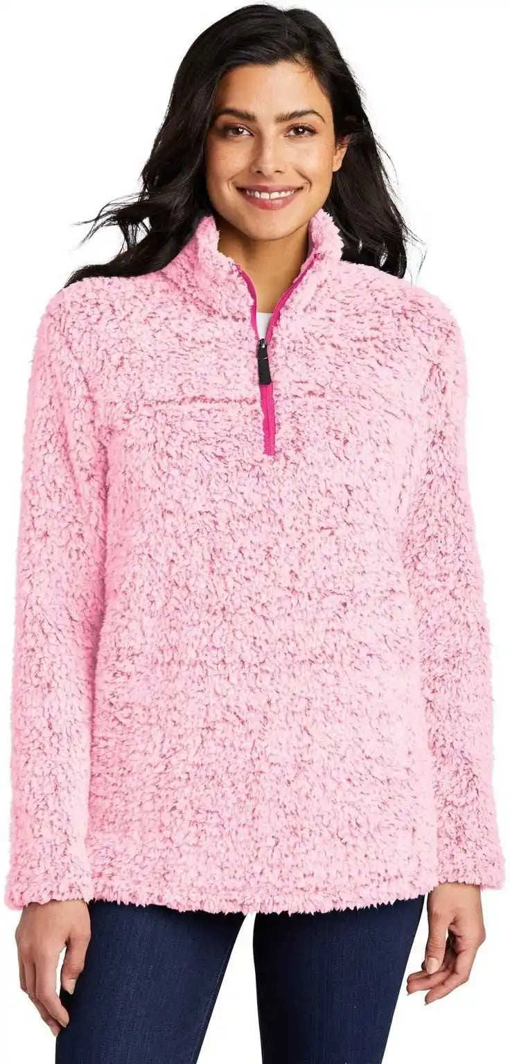 Port Authority L130 Ladies Cozy 1/4-zip Fleece - Pop Raspberry Heather