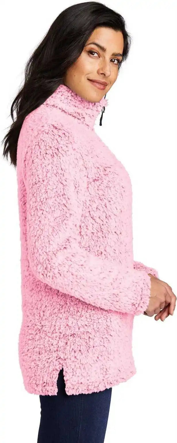 Port Authority L130 Ladies Cozy 1/4-zip Fleece - Pop Raspberry Heather