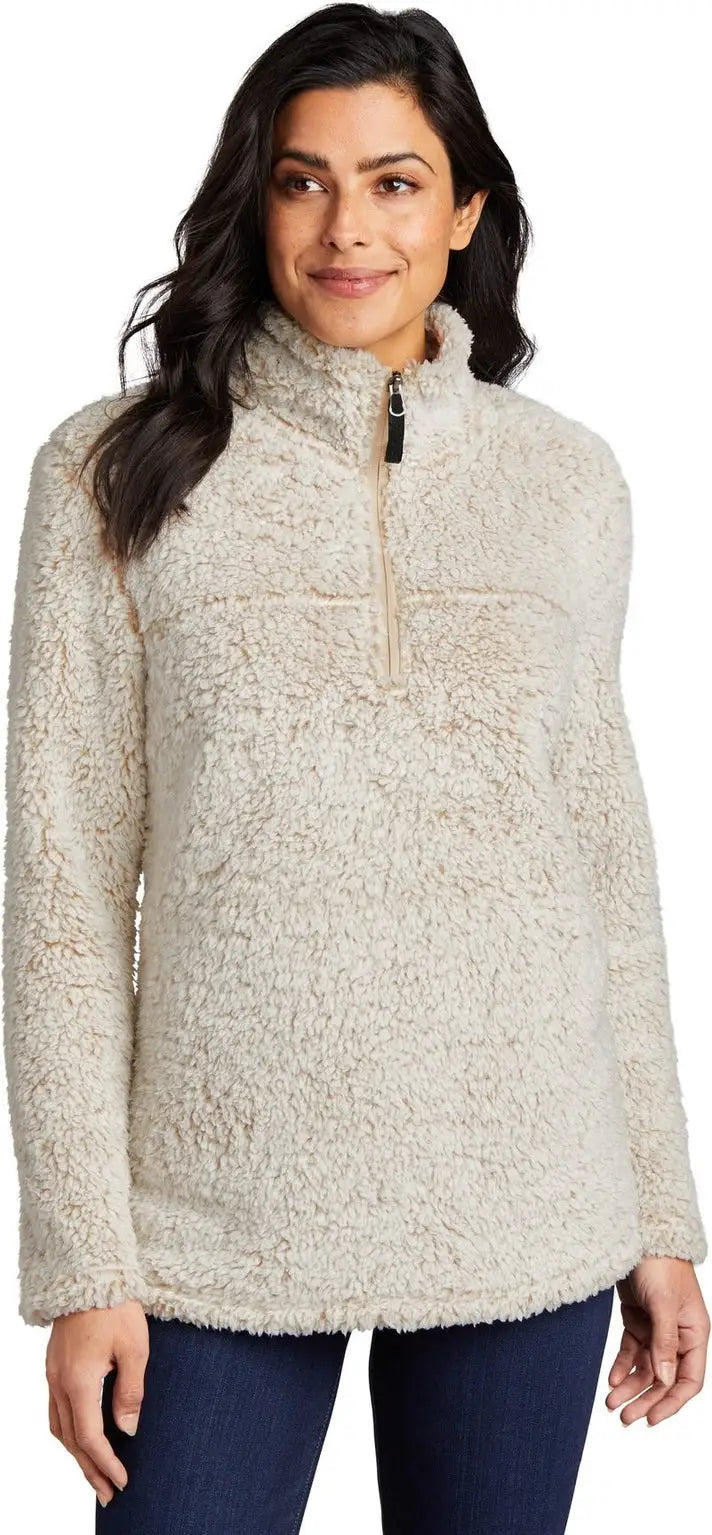 Port Authority L130 Women’s Cozy 1/4-zip Fleece - Oatmeal Heather - Ladies Xs