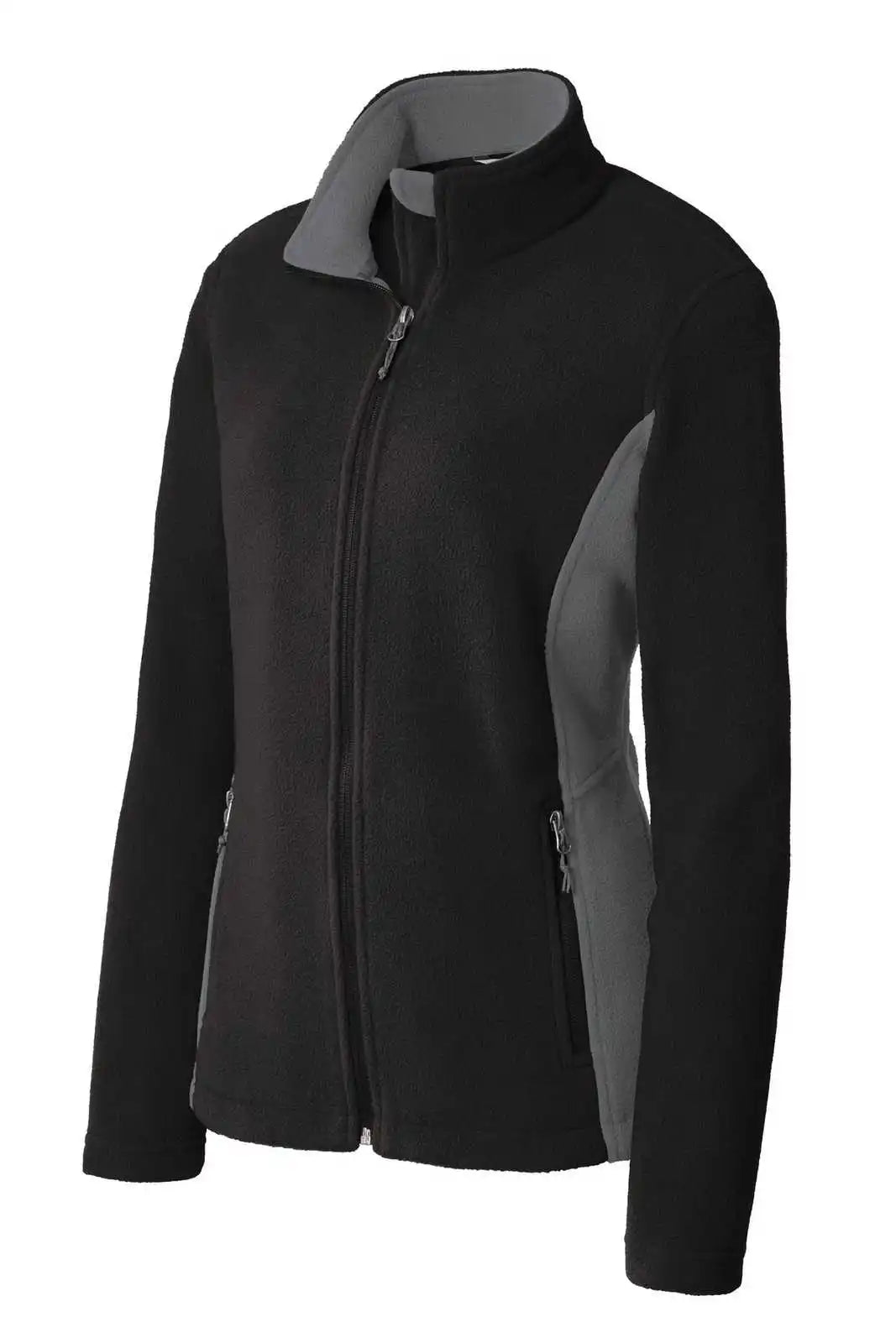 Port Authority L216 Ladies Colorblock Value Fleece Jacket - Black Battleship Gray