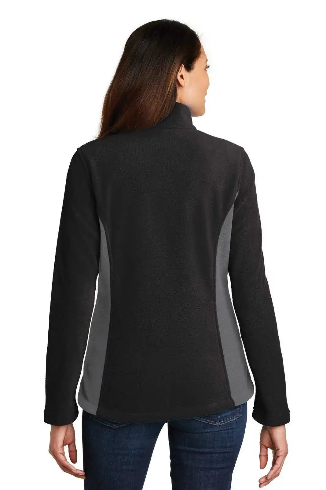 Port Authority L216 Ladies Colorblock Value Fleece Jacket - Black Battleship Gray