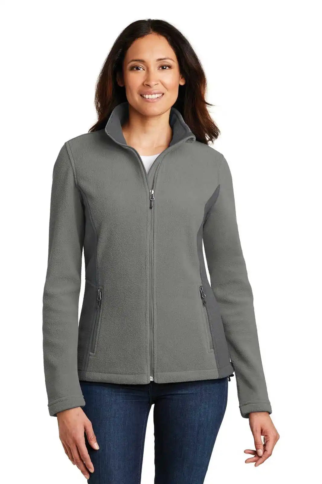 Port Authority L216 Ladies Colorblock Value Fleece Jacket - Deep Smoke Battleship Gray