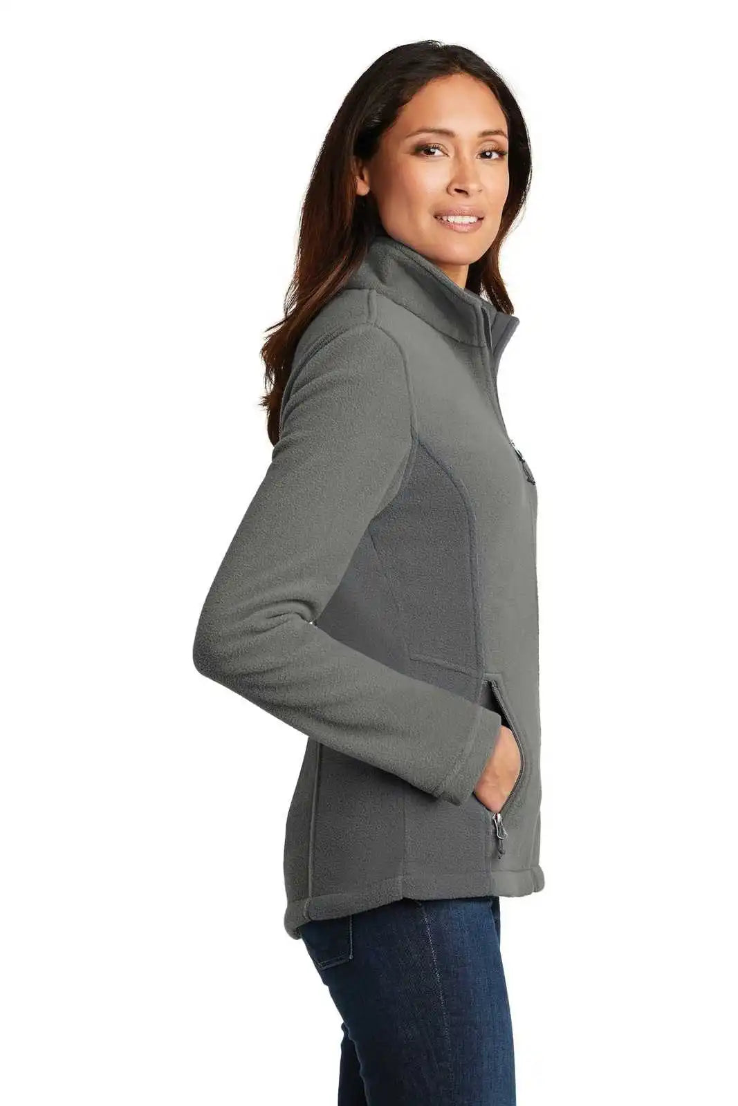 Port Authority L216 Ladies Colorblock Value Fleece Jacket - Deep Smoke Battleship Gray