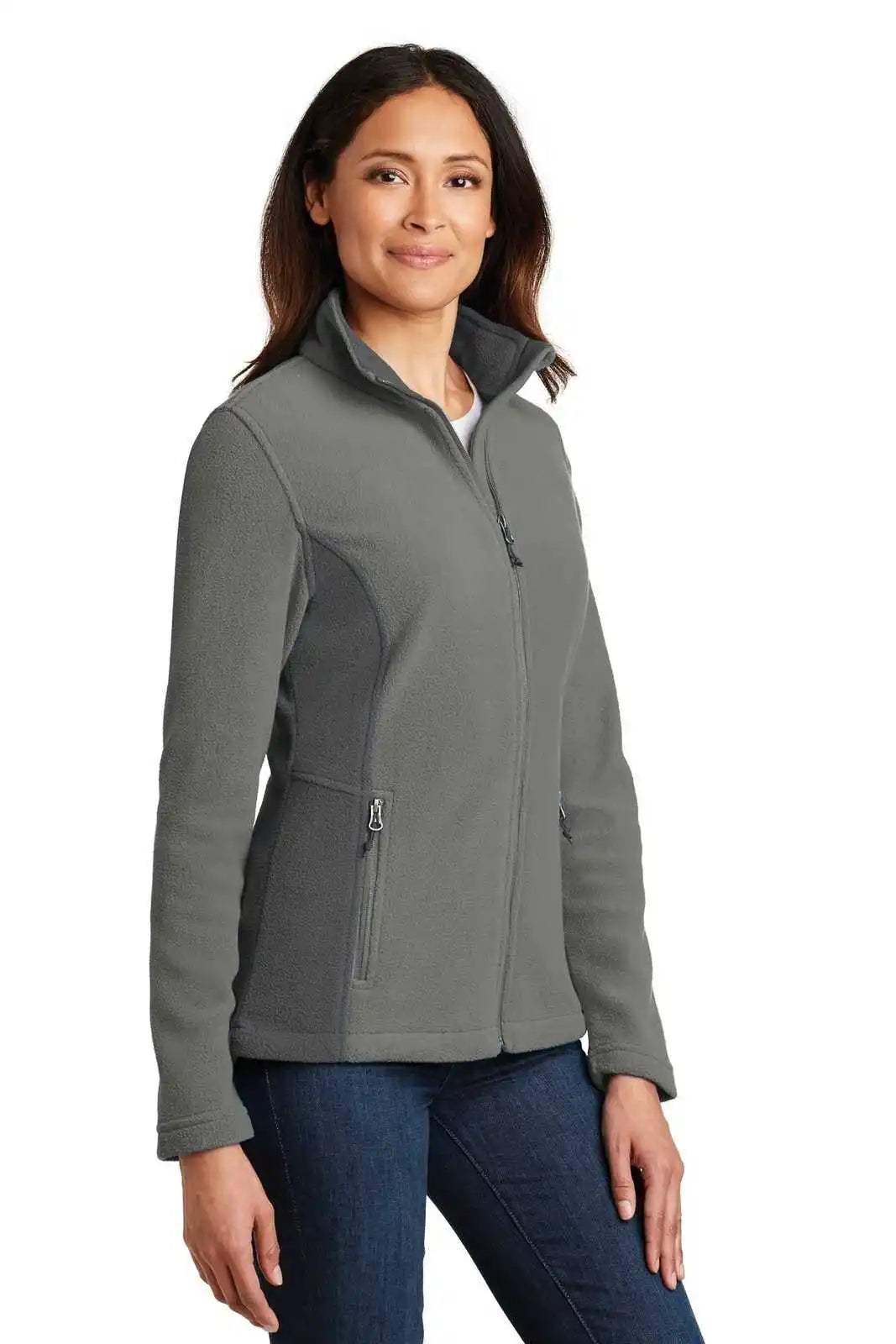 Port Authority L216 Ladies Colorblock Value Fleece Jacket - Deep Smoke Battleship Gray