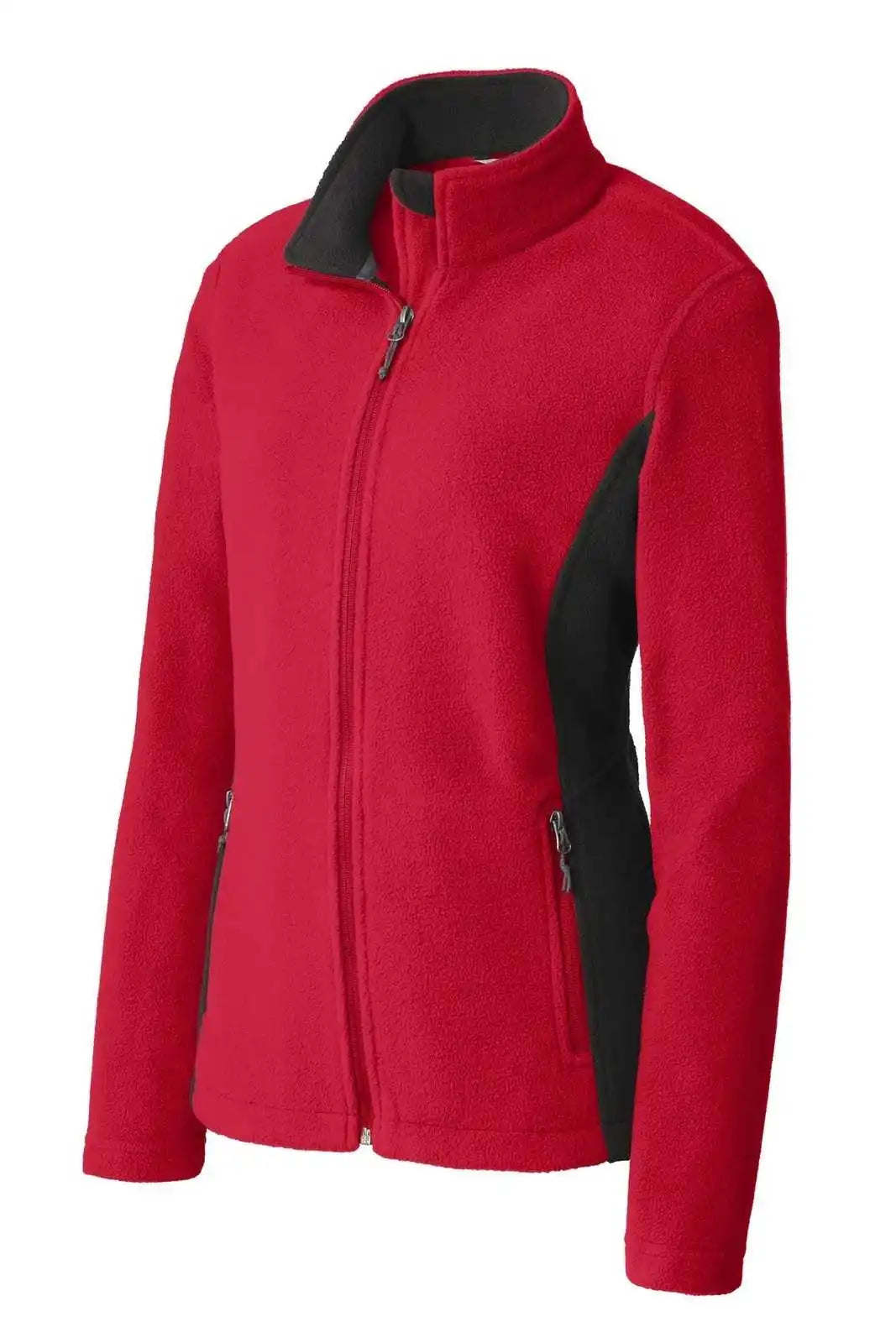 Port Authority L216 Ladies Colorblock Value Fleece Jacket - Rich Red Black
