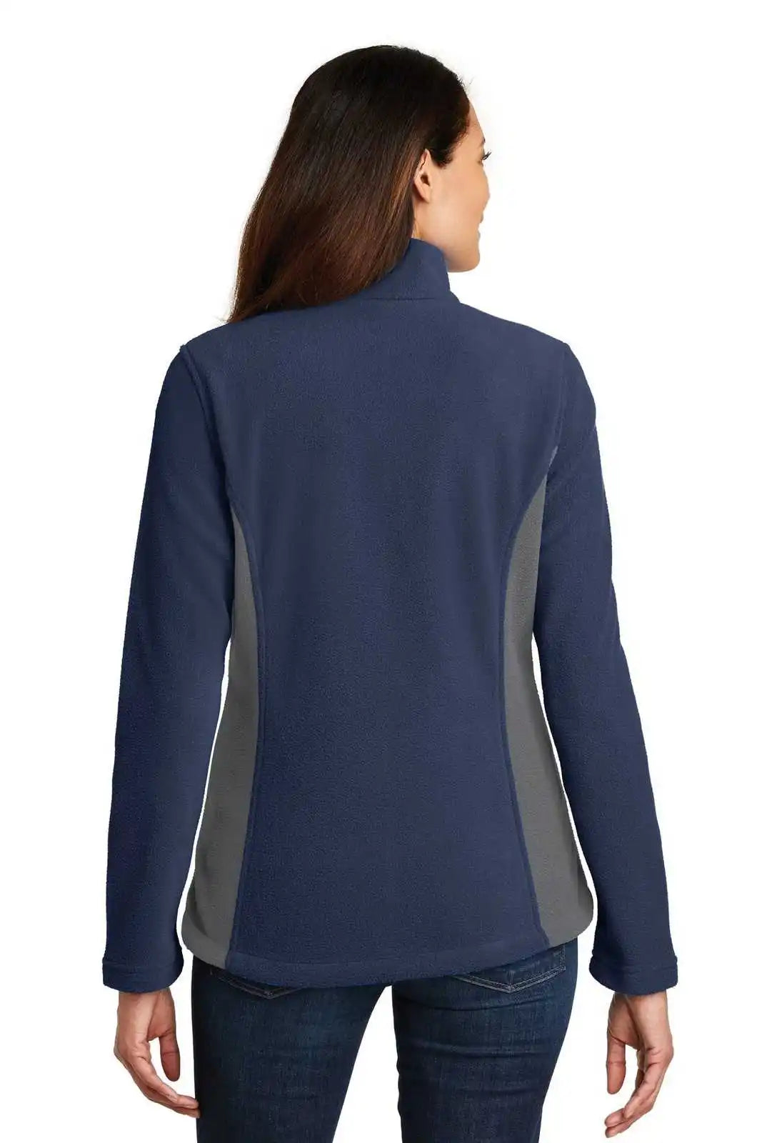 Port Authority L216 Ladies Colorblock Value Fleece Jacket - True Navy Battleship Gray