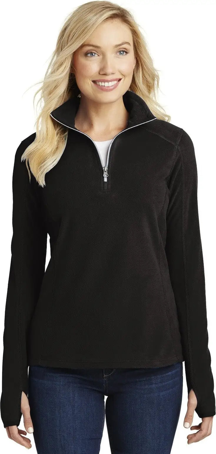 Port Authority L224 Women’s Microfleece 1/2-zip Pullover - Black - Ladies Xs