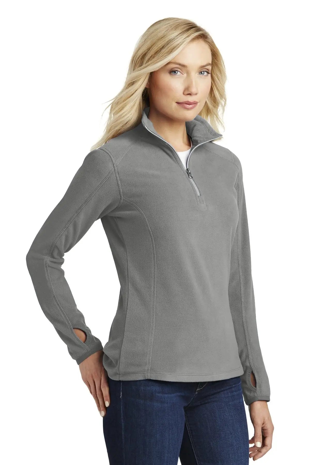 Port Authority L224 Women’s Microfleece 1/2-zip Pullover - Pearl Gray