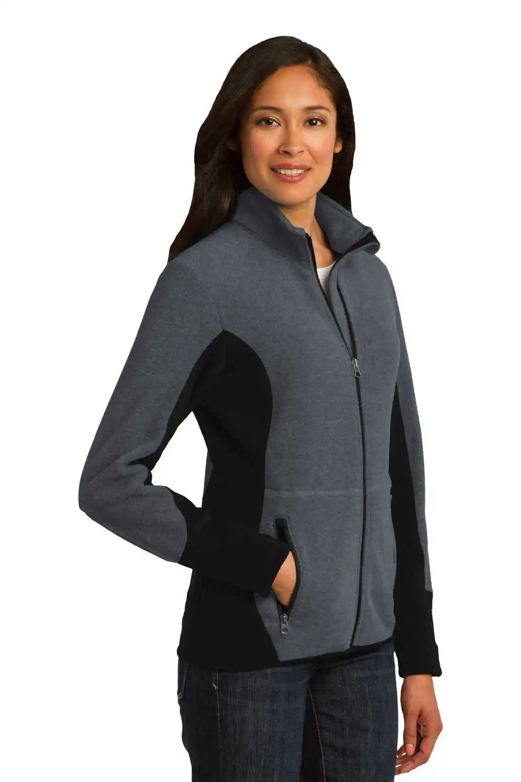 Port Authority L227 Ladies R-tek Pro Fleece Full-zip Jacket - Charcoal Heather Black