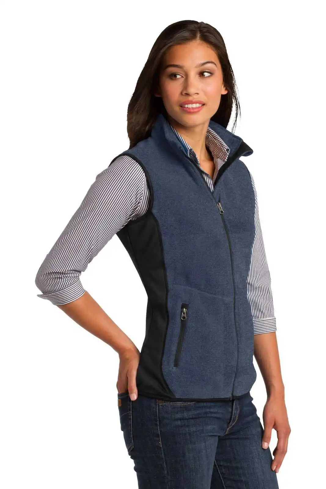 Port Authority L228 Ladies R-tek Pro Fleece Full-zip Vest - Navy Heather Black