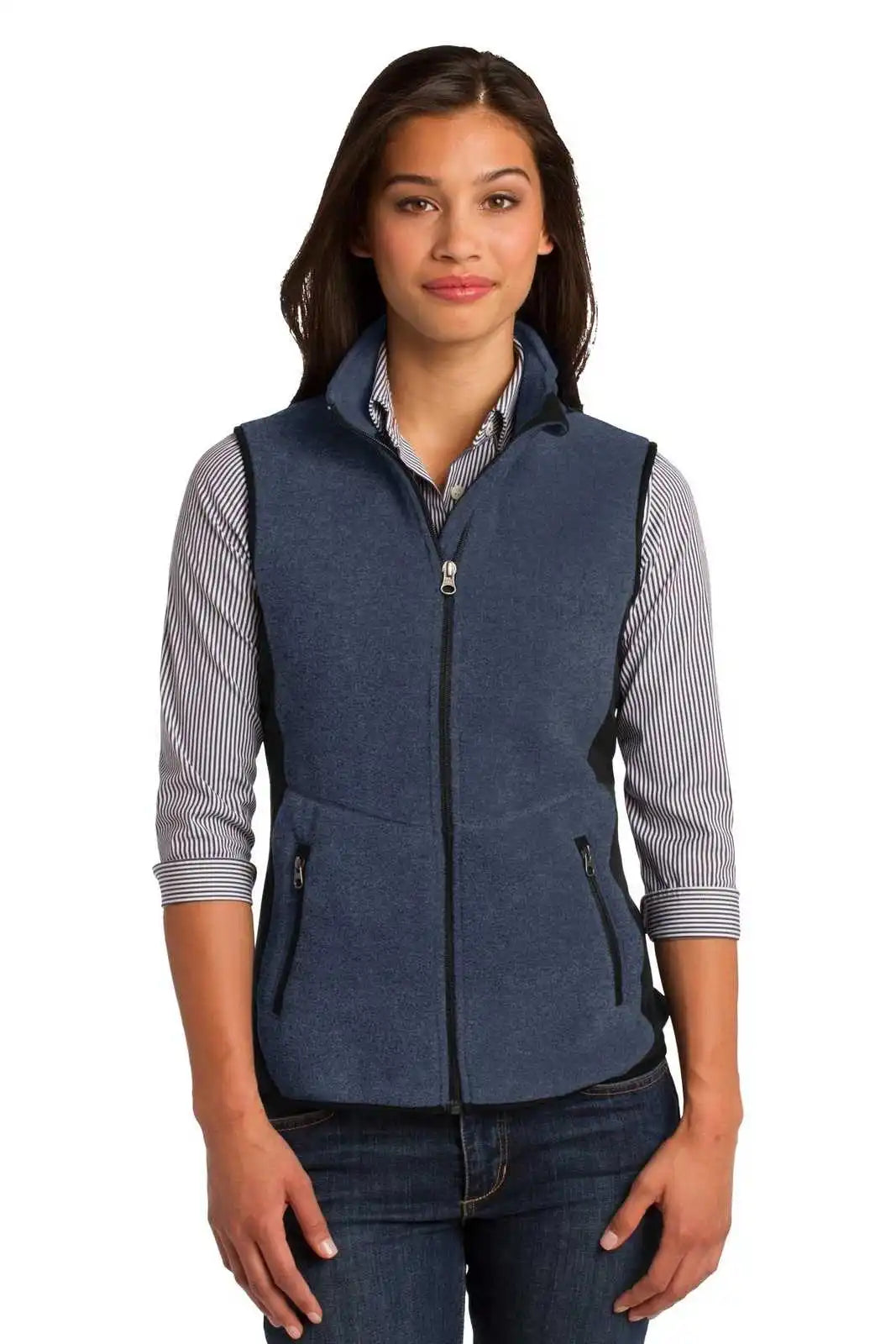 Port Authority L228 Ladies R-tek Pro Fleece Full-zip Vest - Navy Heather Black