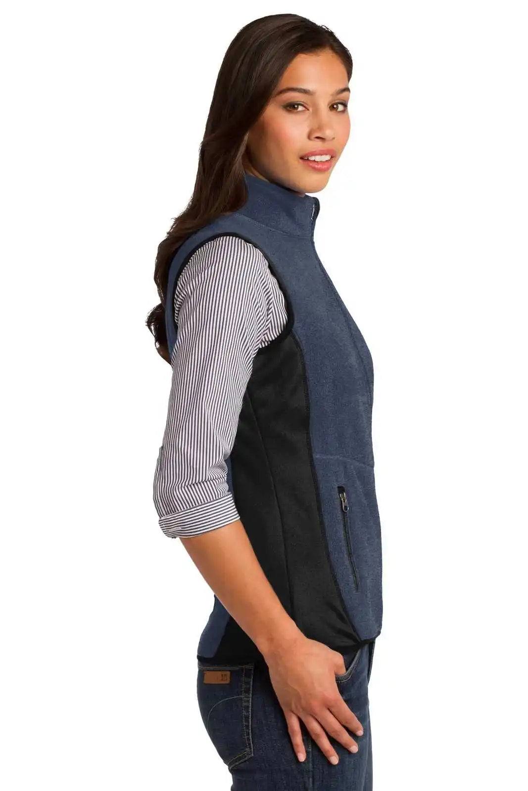 Port Authority L228 Ladies R-tek Pro Fleece Full-zip Vest - Navy Heather Black