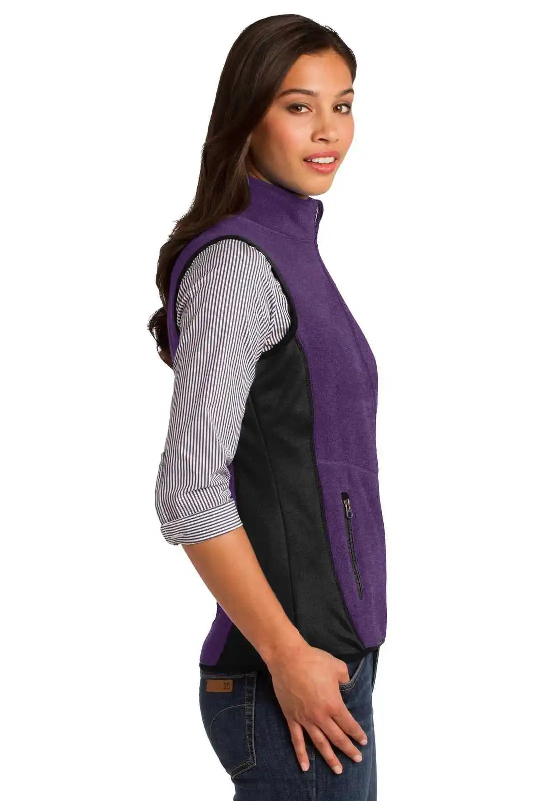 Port Authority L228 Ladies R-tek Pro Fleece Full-zip Vest - Purple Heather Black