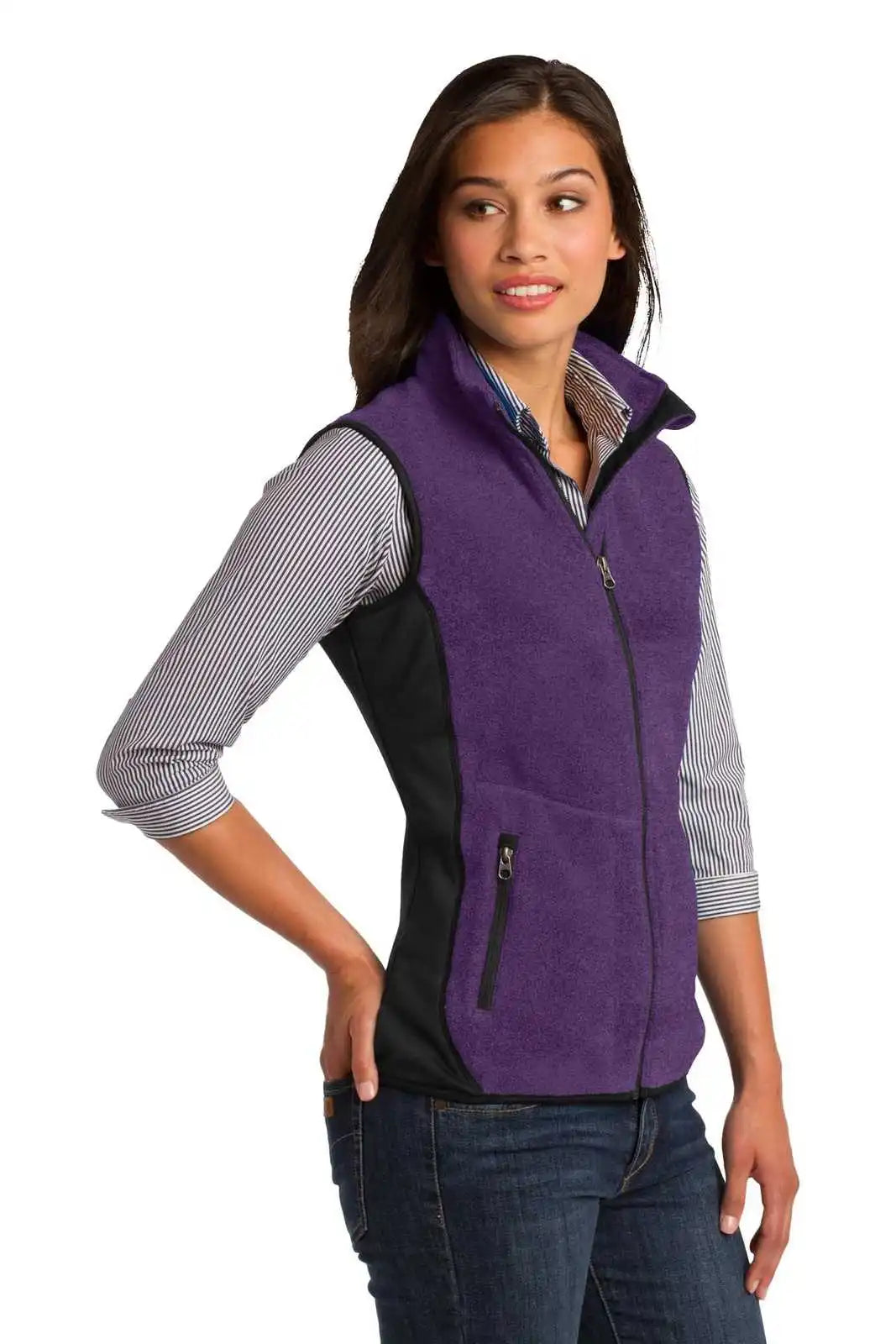 Port Authority L228 Ladies R-tek Pro Fleece Full-zip Vest - Purple Heather Black