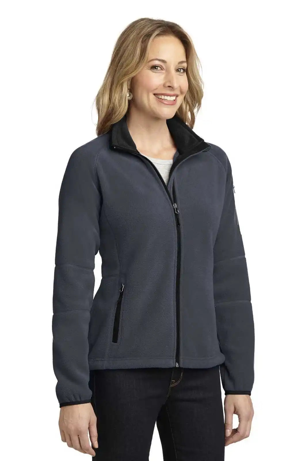 Port Authority L229 Ladies Enhanced Value Fleece Full-zip Jacket - Battleship Gray Black
