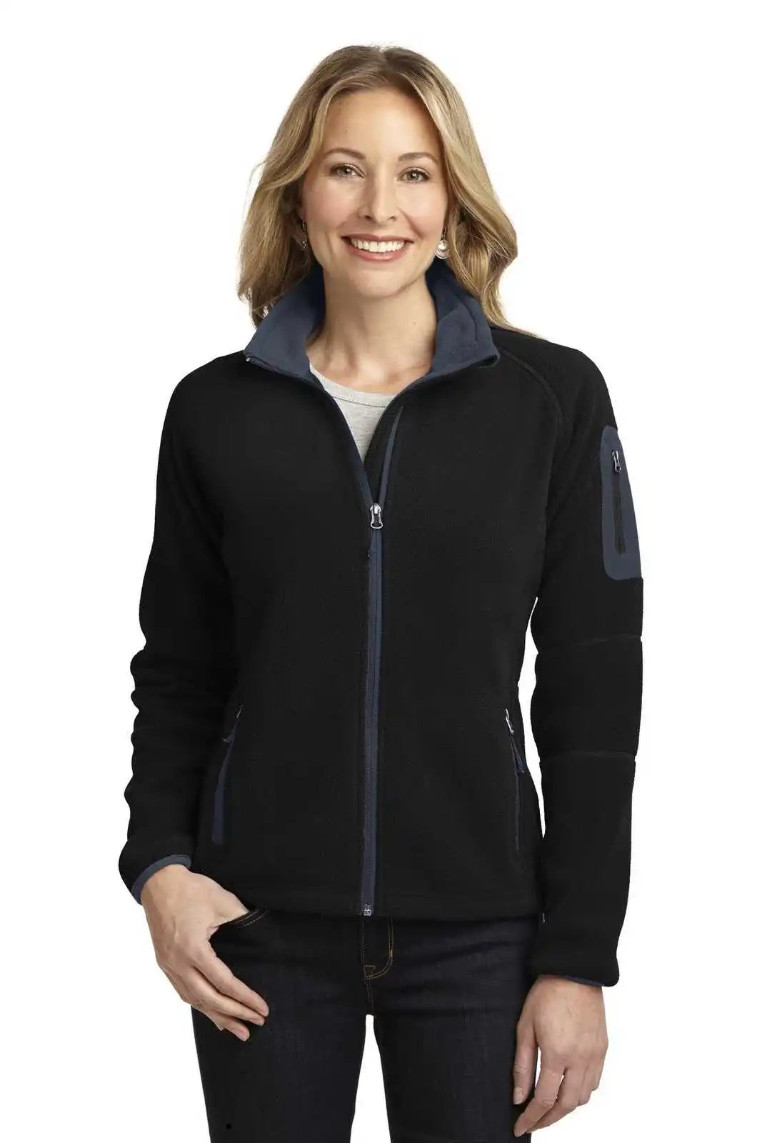 Port Authority L229 Ladies Enhanced Value Fleece Full-zip Jacket - Black Battleship Gray
