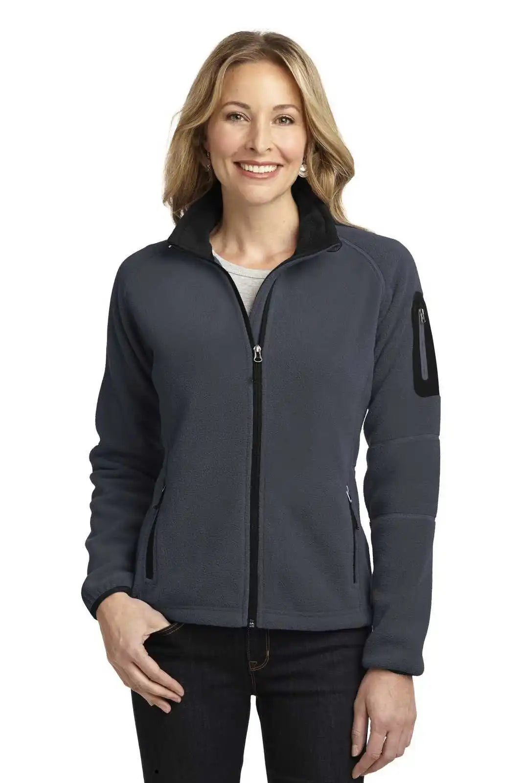 Port Authority L229 Ladies Enhanced Value Fleece Full-zip Jacket - Battleship Gray Black