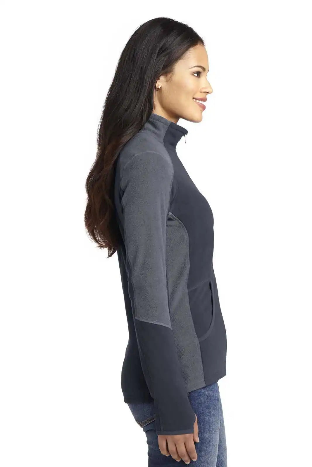 Port Authority L230 Ladies Colorblock Microfleece Jacket - Battleship Gray Pearl