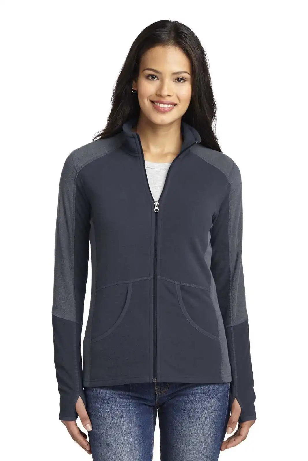 Port Authority L230 Ladies Colorblock Microfleece Jacket - Battleship Gray Pearl