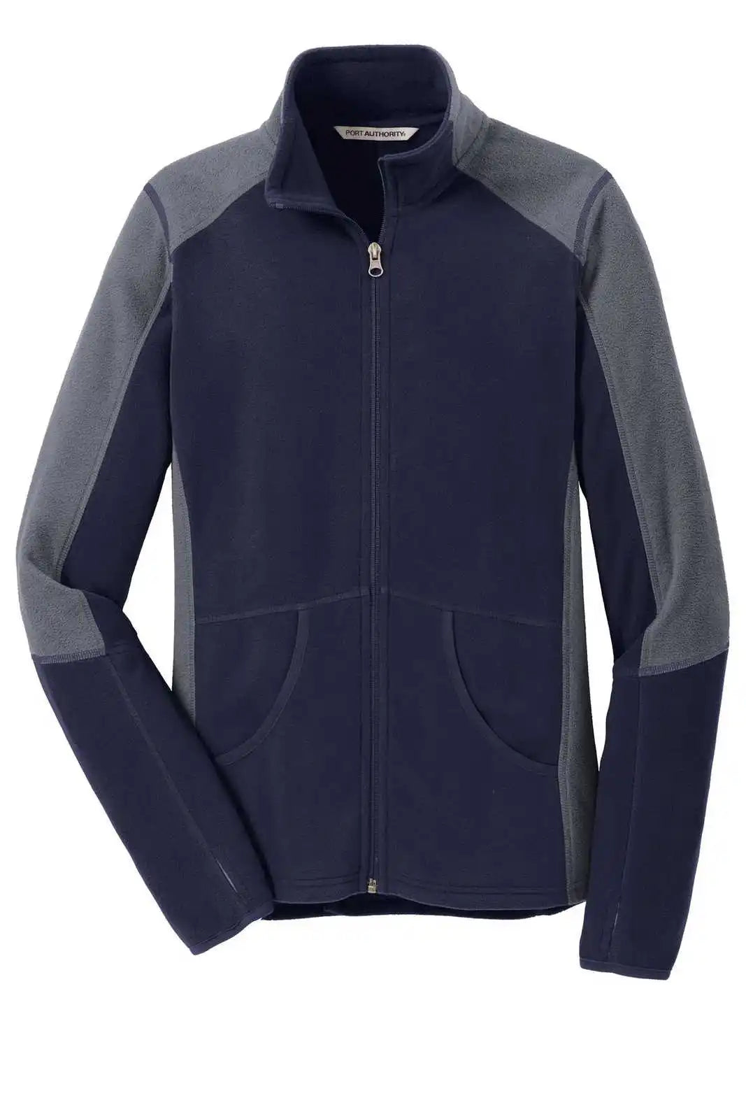 Port Authority L230 Ladies Colorblock Microfleece Jacket - True Navy Pearl Gray