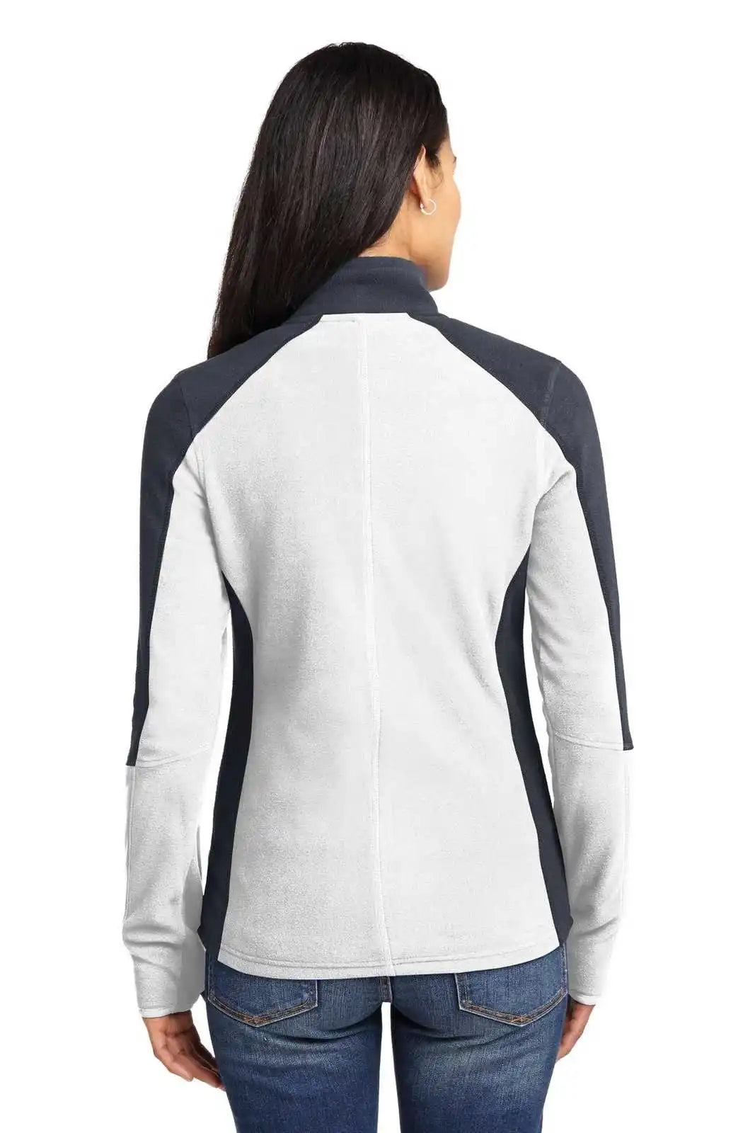 Port Authority L230 Ladies Colorblock Microfleece Jacket - White Battleship Gray