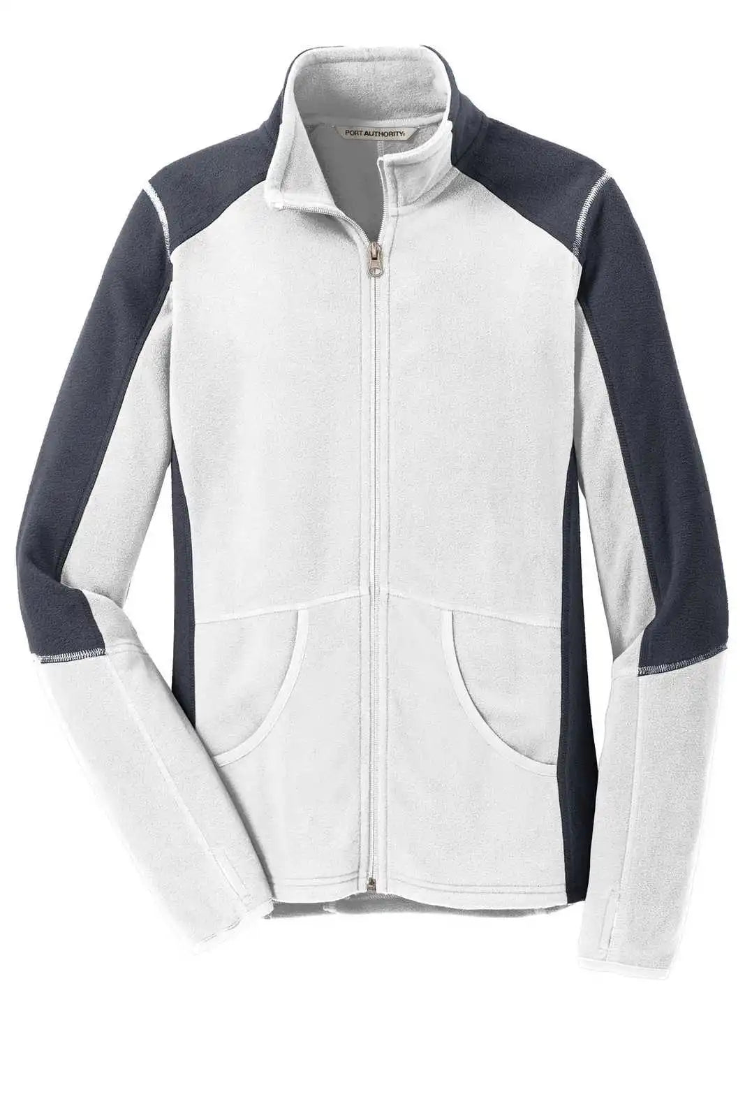 Port Authority L230 Ladies Colorblock Microfleece Jacket - White Battleship Gray