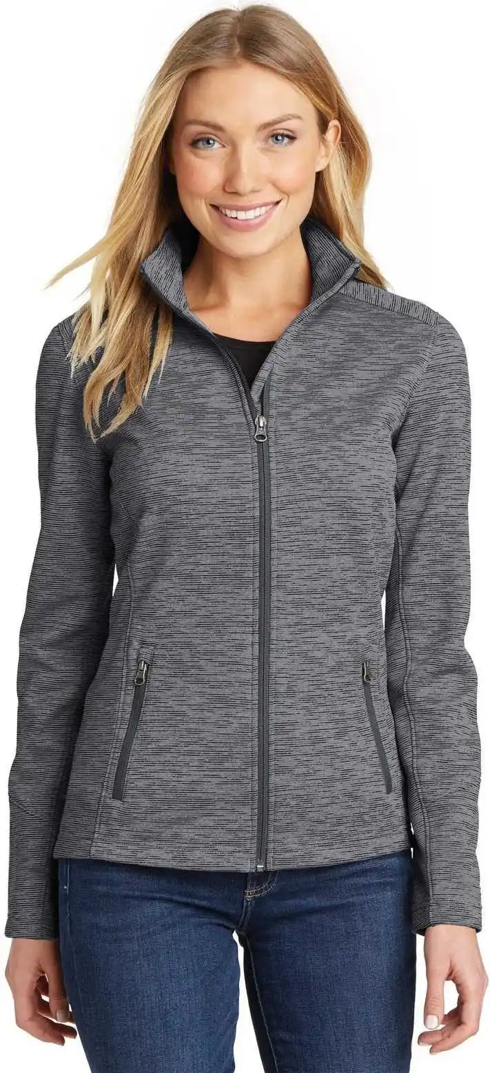 Port Authority L231 Ladies Digi Stripe Fleece Jacket - Black