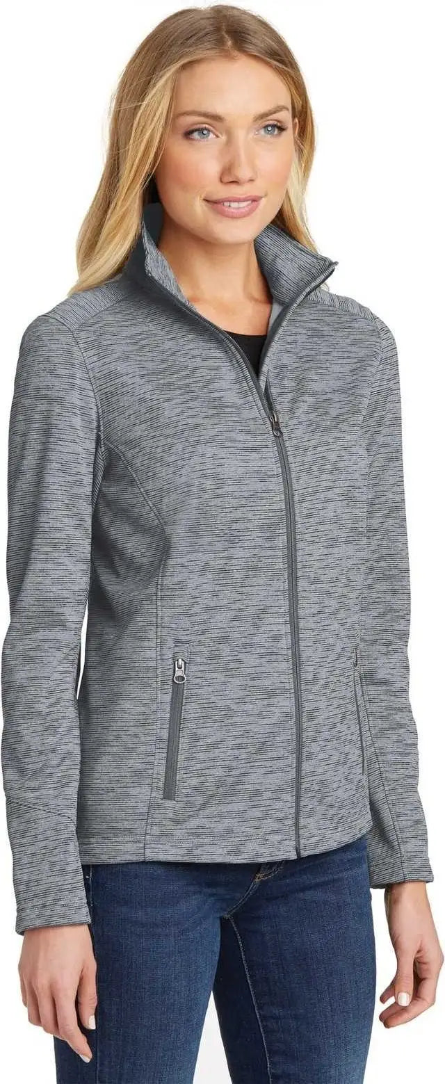 Port Authority L231 Ladies Digi Stripe Fleece Jacket - Gray