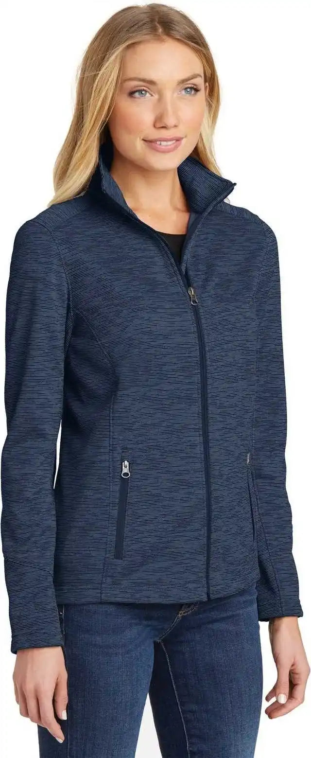 Port Authority L231 Ladies Digi Stripe Fleece Jacket Navy