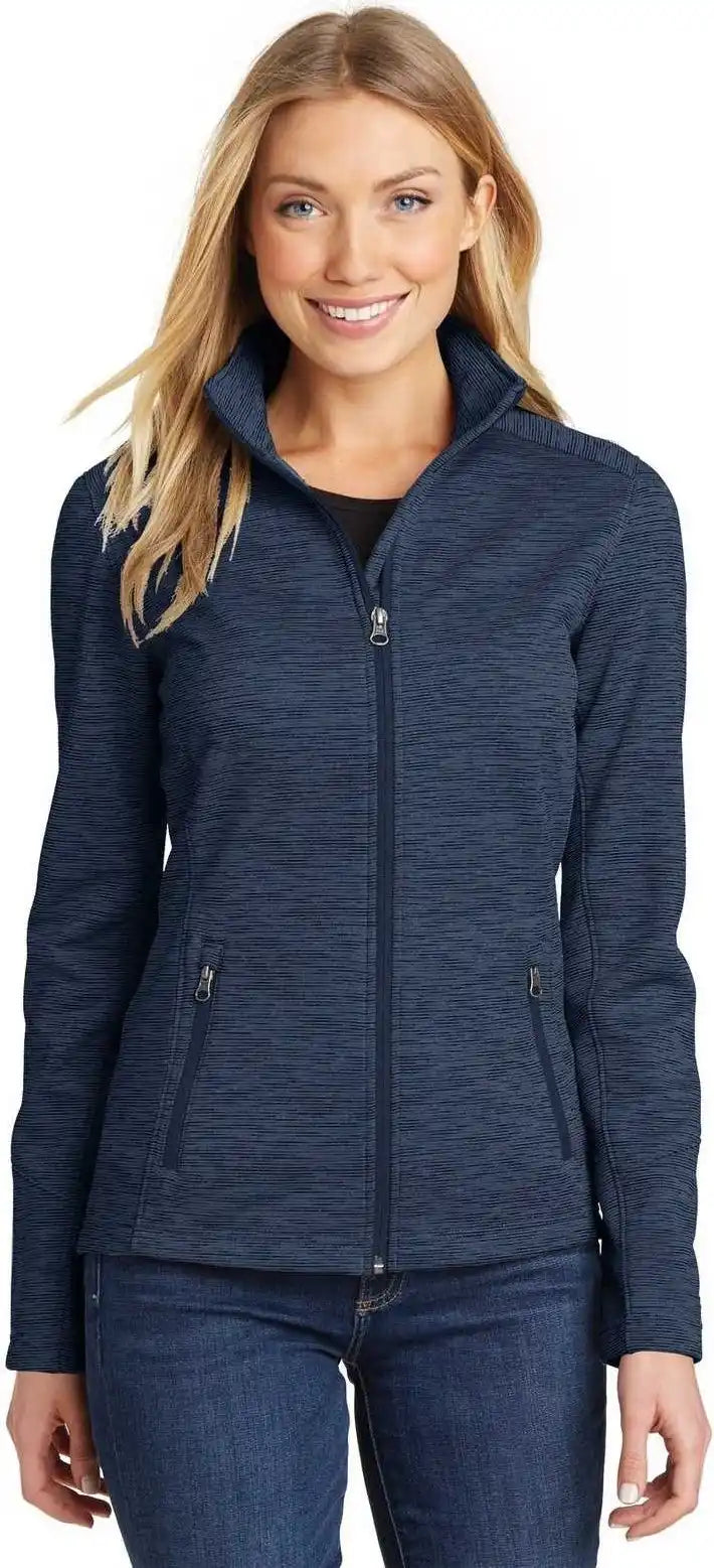 Port Authority L231 Ladies Digi Stripe Fleece Jacket - Navy
