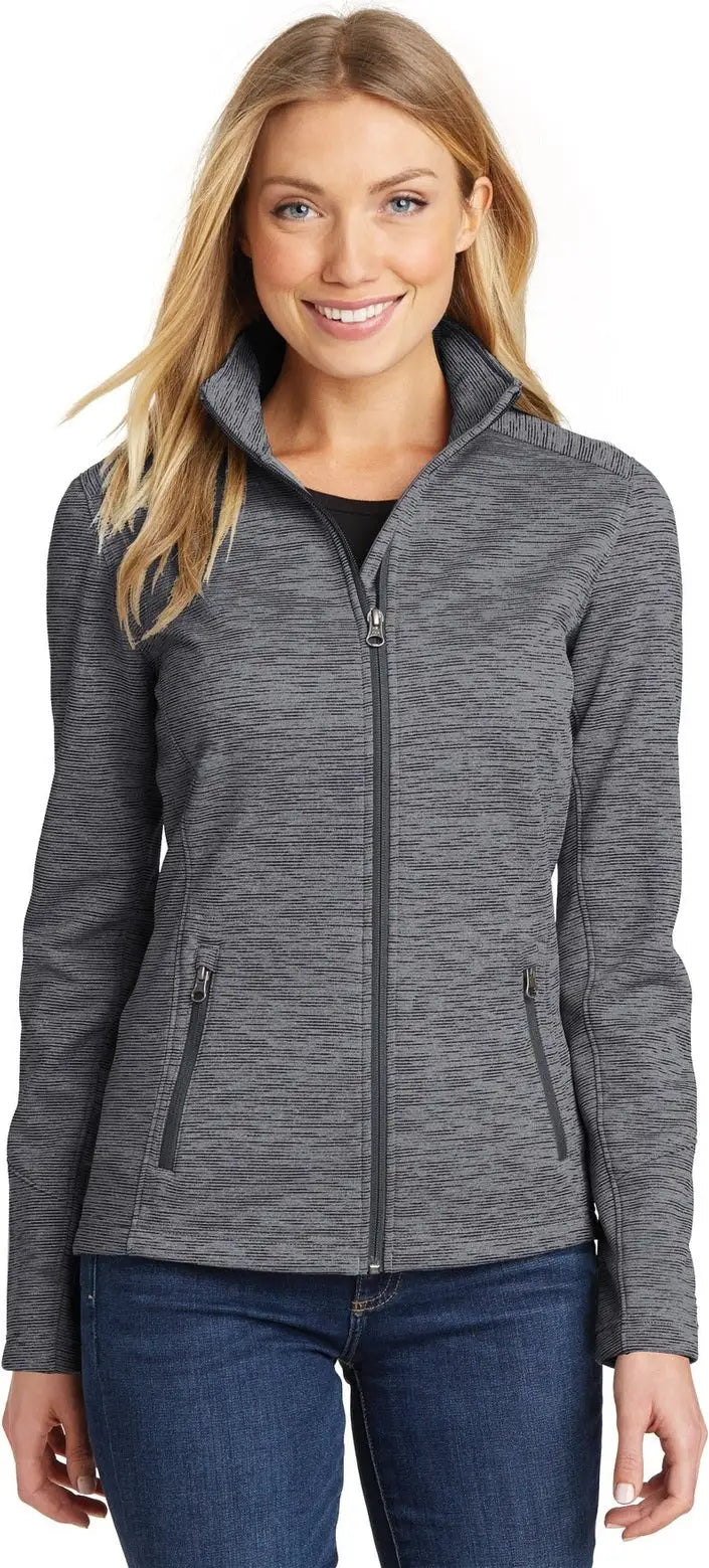 Port Authority L231 Women’s Digi Stripe Fleece Jacket - Black - Ladies Xs