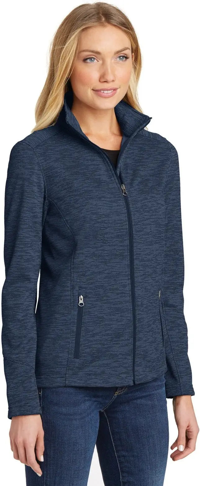 Port Authority L231 Women’s Digi Stripe Fleece Jacket - Navy