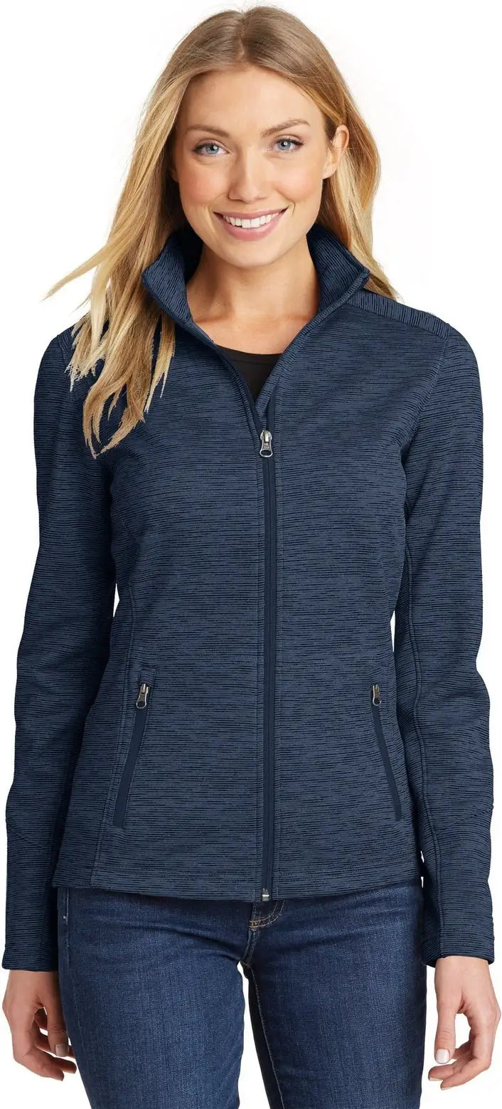 Port Authority L231 Women’s Digi Stripe Fleece Jacket - Navy - Ladies Xs