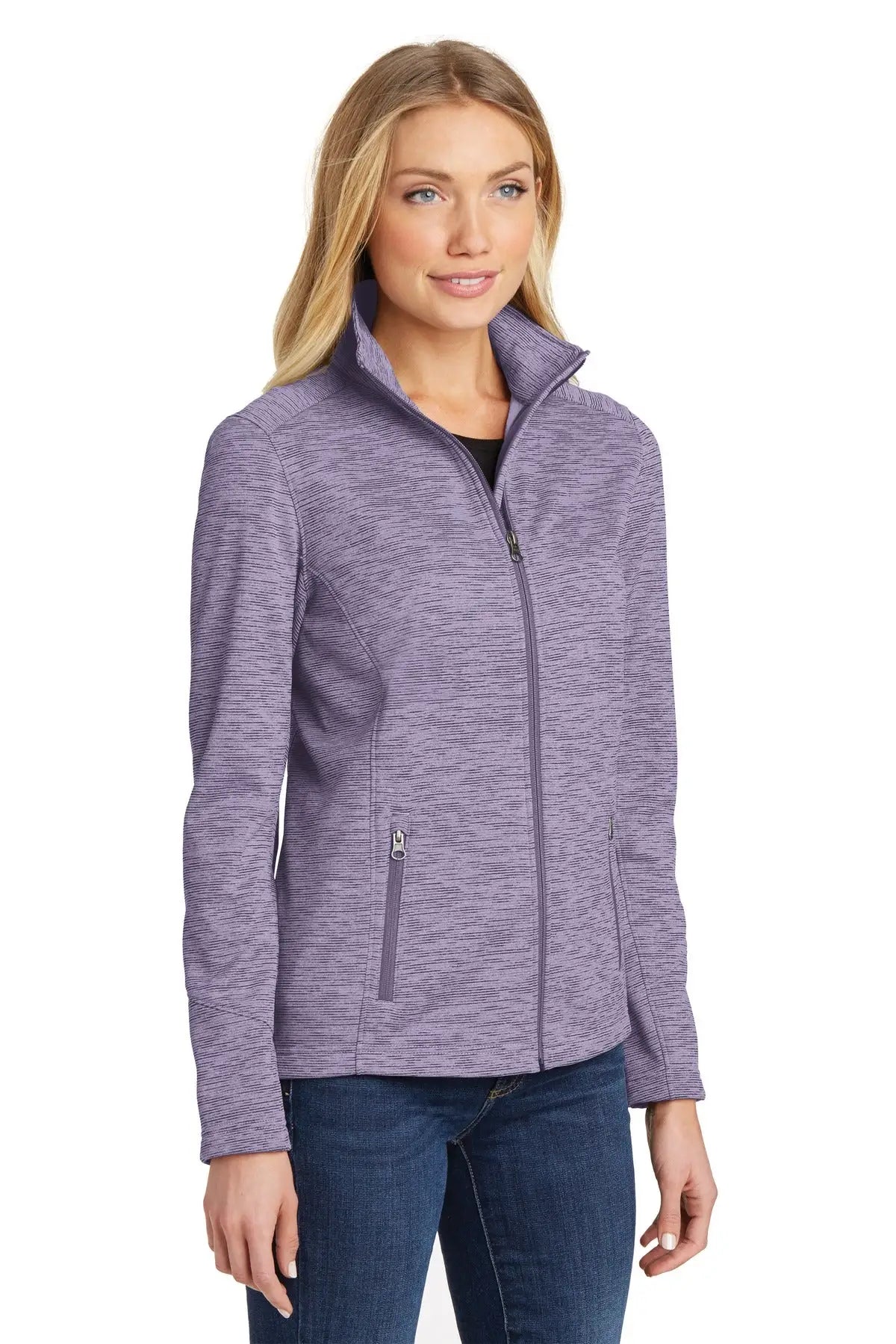 Port Authority L231 Women’s Digi Stripe Fleece Jacket - Purple