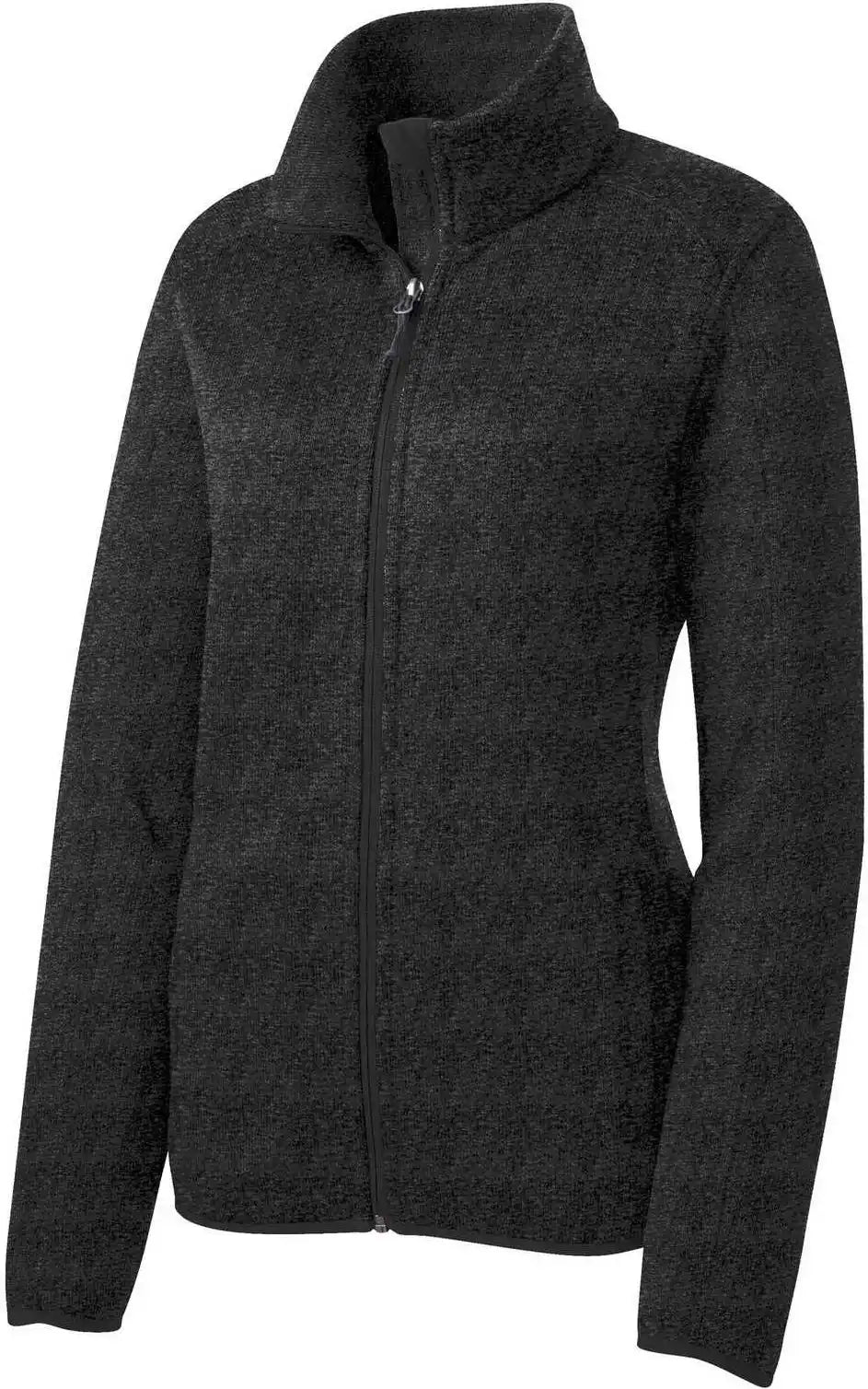 Port Authority L232 Ladies Sweater Fleece Jacket Black Heather
